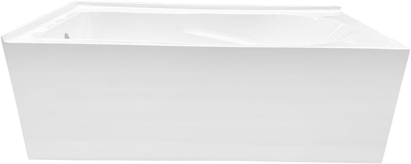 Aqua Eden VTAM6032L21TS 60-Inch Acrylic 2-Wall Corner Alcove Tub with Left Hand Drain, White