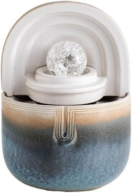 GLigeT Tabletop Fountain Small Office Spinning Ball Fortune Feng Shui Wheel Creative Simplicity Fountain Ceramic Desktop Ornaments Water Fountain Decor(Blue)