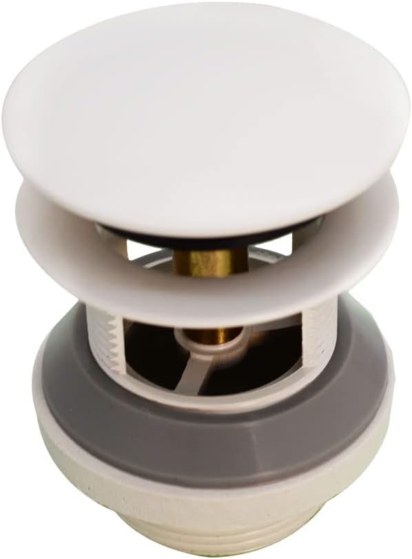 Westbrass D980LTBAA-50 1-1/2' NPSM Integrated Overflow Drain Trim Kit with Illusionary No-Hole Overflow and ABS Adapter, Brass, White
