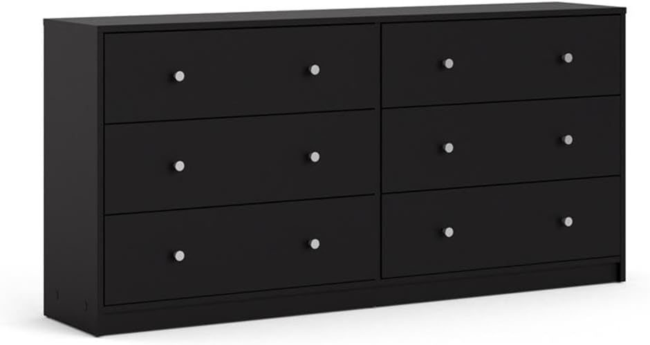 Home Square 2 Piece Set with 3 Drawer Chest and 6 Drawer Double Dresser in Black