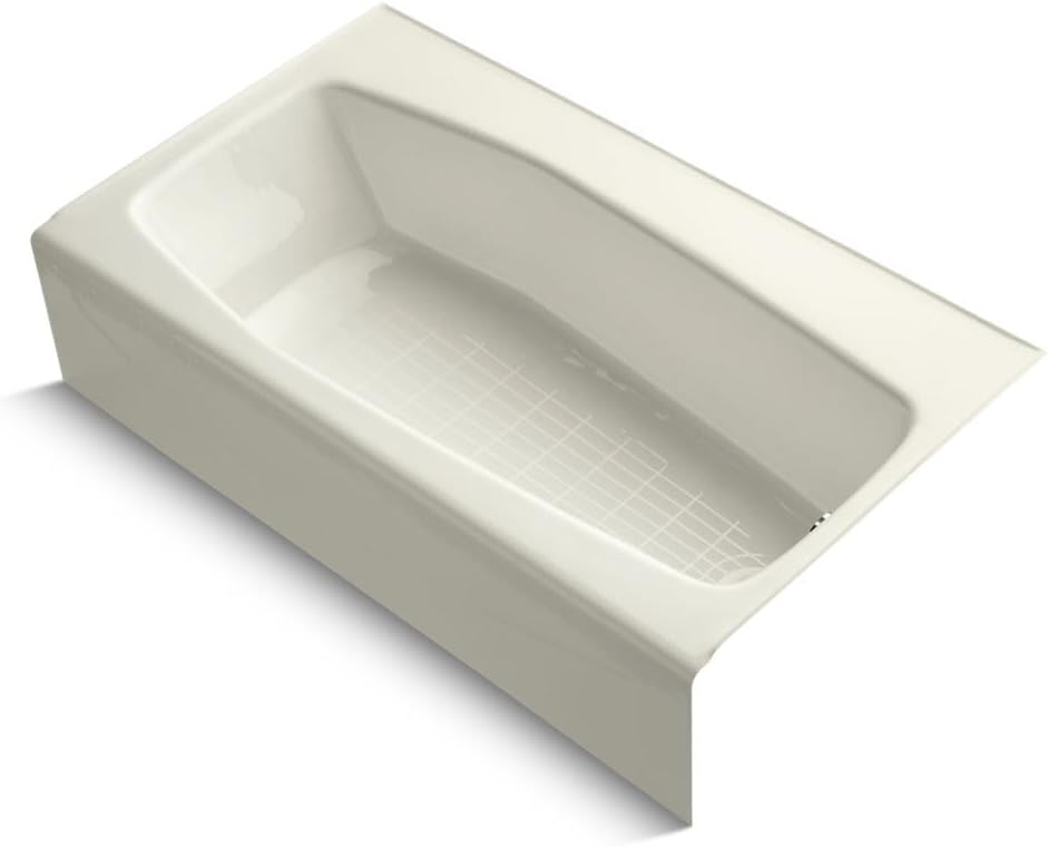 KOHLER K-714-96 Villager Bath with 4-Inch Ledge and Right-Hand Drain, Biscuit