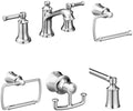 Moen Dartmoor Chrome Bathroom Set - Two-Handle Widespread Faucet with 24-Inch Towel Bar, Toilet Paper Holder, Robe Hook, and Towel Ring