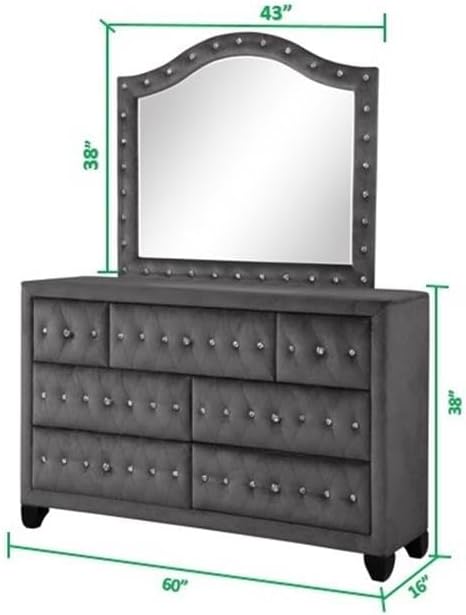 Sophia Queen 4 Pc Tufted Upholstery Bedroom Set Made with Wood in Gray