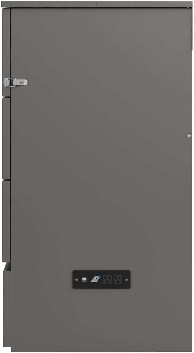 AFI, Northfield Murphy Bed Chest Queen with 6' Mattress, Storage Drawer & Built-in USB Charger, Grey