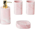 Bathroom Accessory Sets, Ceramic Bathroom Accessories Complete Set Vanity Countertop Accessory Set,4 Pieces Includes Lotion Dispenser Soap Pump,Toothbrush Holder (Color : Gray) (Pink)