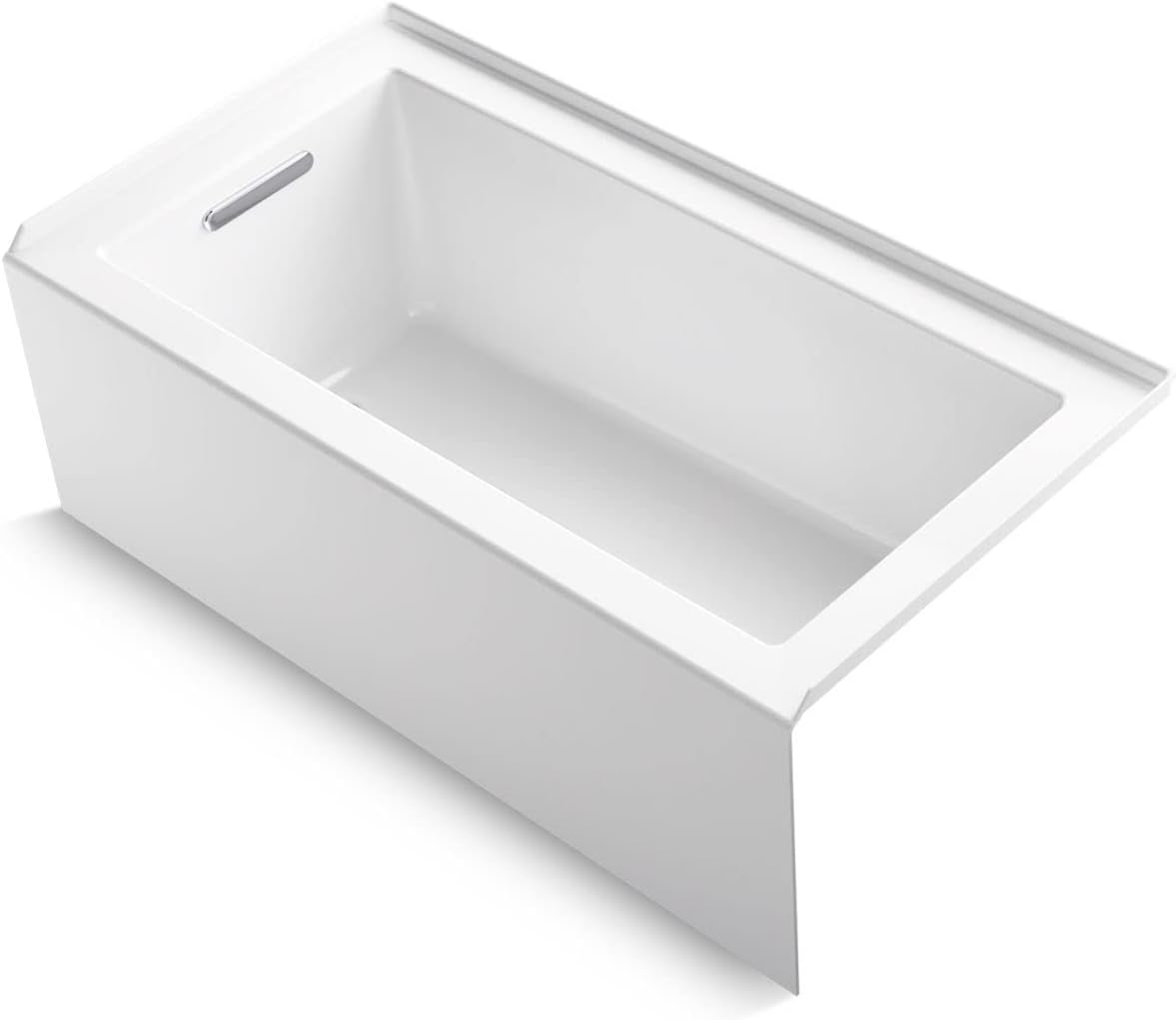 Kohler K-20202-LA Underscore 60' Soaking Bathtub for Three Wall Alcove Installation with Left Drain and 68 Gallon Water Capacity - White