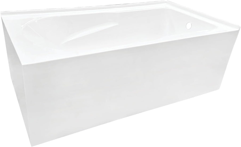 Aqua Eden VTAM6032R21TS 60-Inch Acrylic 2-Wall Corner Alcove Tub with Right Hand Drain, White