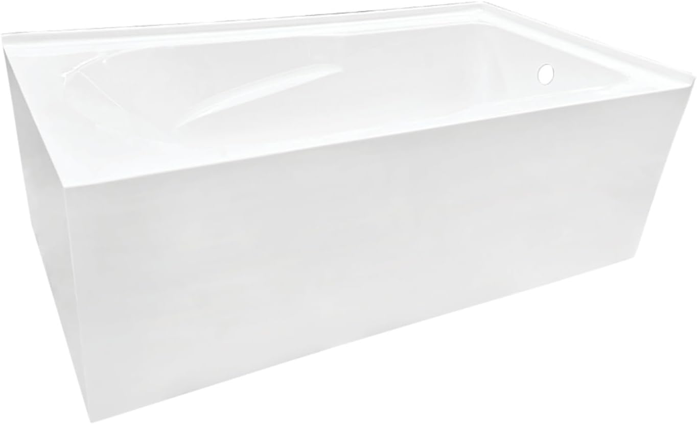 Aqua Eden VTAM6032R21TS 60-Inch Acrylic 2-Wall Corner Alcove Tub with Right Hand Drain, White