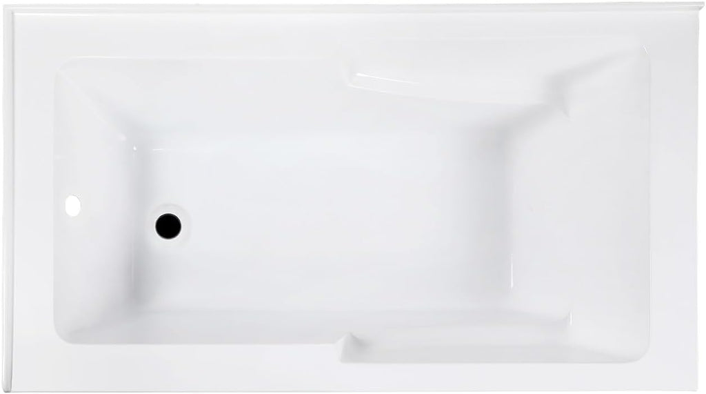 Aqua Eden VTAM6032L22S 60-Inch Acrylic 2-Wall Corner Alcove Tub with Corner Apron, Left Hand Drain Hole, White