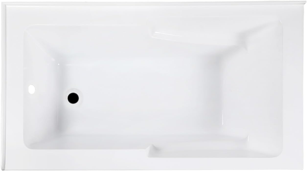 Aqua Eden VTAM6032L22S 60-Inch Acrylic 2-Wall Corner Alcove Tub with Corner Apron, Left Hand Drain Hole, White