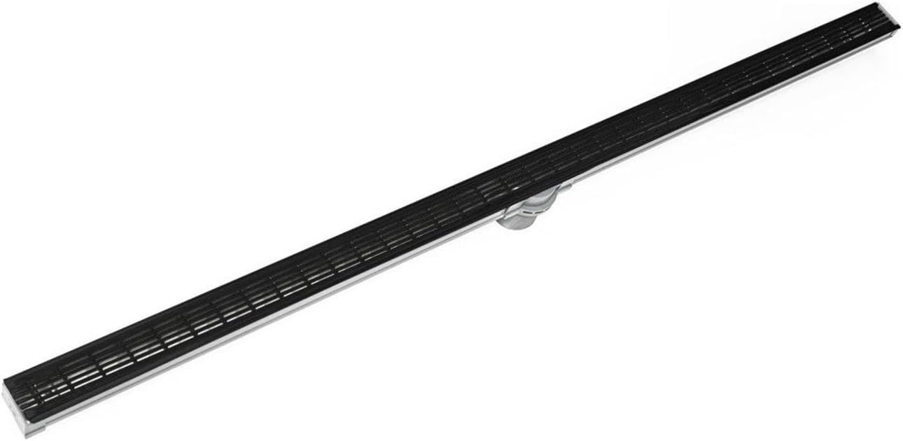 Infinity Drain S-LAG 3848 BK 48' S-PVC Series Low Profile Complete Kit with 1 1/2' Wedge Wire Grate in Matte Black
