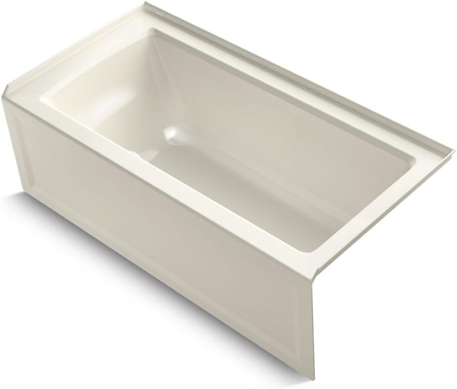 KOHLER K-1946-RA-96 Alcove Bath with Integral Apron, Tile Flange and Right Hand Drain, 60' x 30', Biscuit
