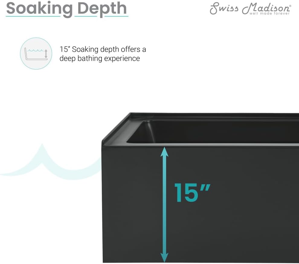 Voltaire 48' x 32' Right-Hand Drain Alcove Bathtub with Apron in Matte Black