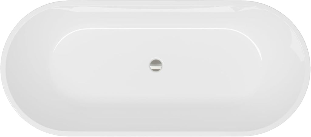 FerdY 67' Bali Elite Acrylic Freestanding Bathtub, Gracefully Shaped Freestanding Soaking Bathtub, Toe-Tap Brushed Nickel Drain and Minimalist Linear Design Overflow Included, cUPC Certified