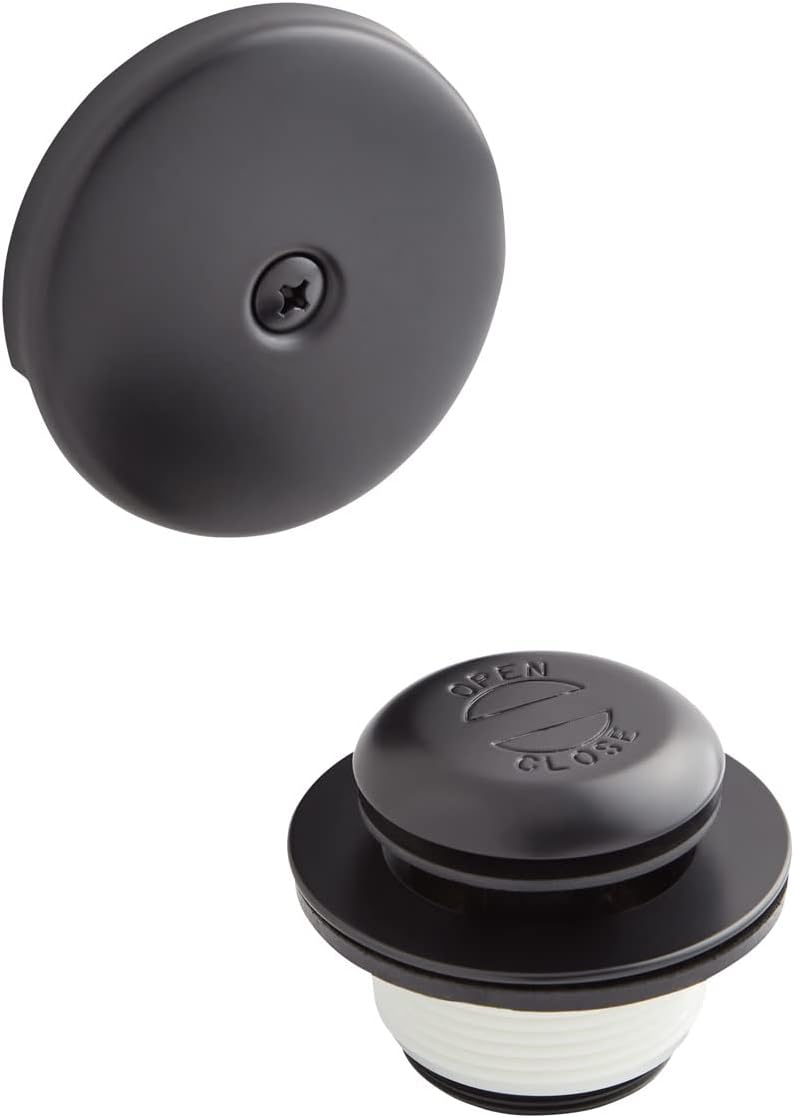 Signature Hardware 477094 Pop-Up Drain with Overflow Cover for Alcove Tub - Matte Black
