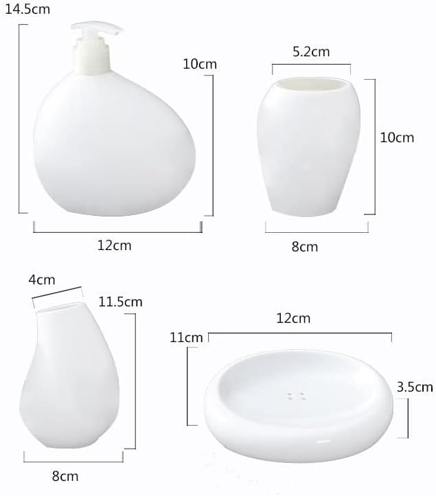 Bathroom Accessories Set Soft Touch Ceramic White Bathroom Accessories Set Soap Dispenser Toothbrush Holder Tumbler and Dish 5pcs Victorian Decor(5pcs)
