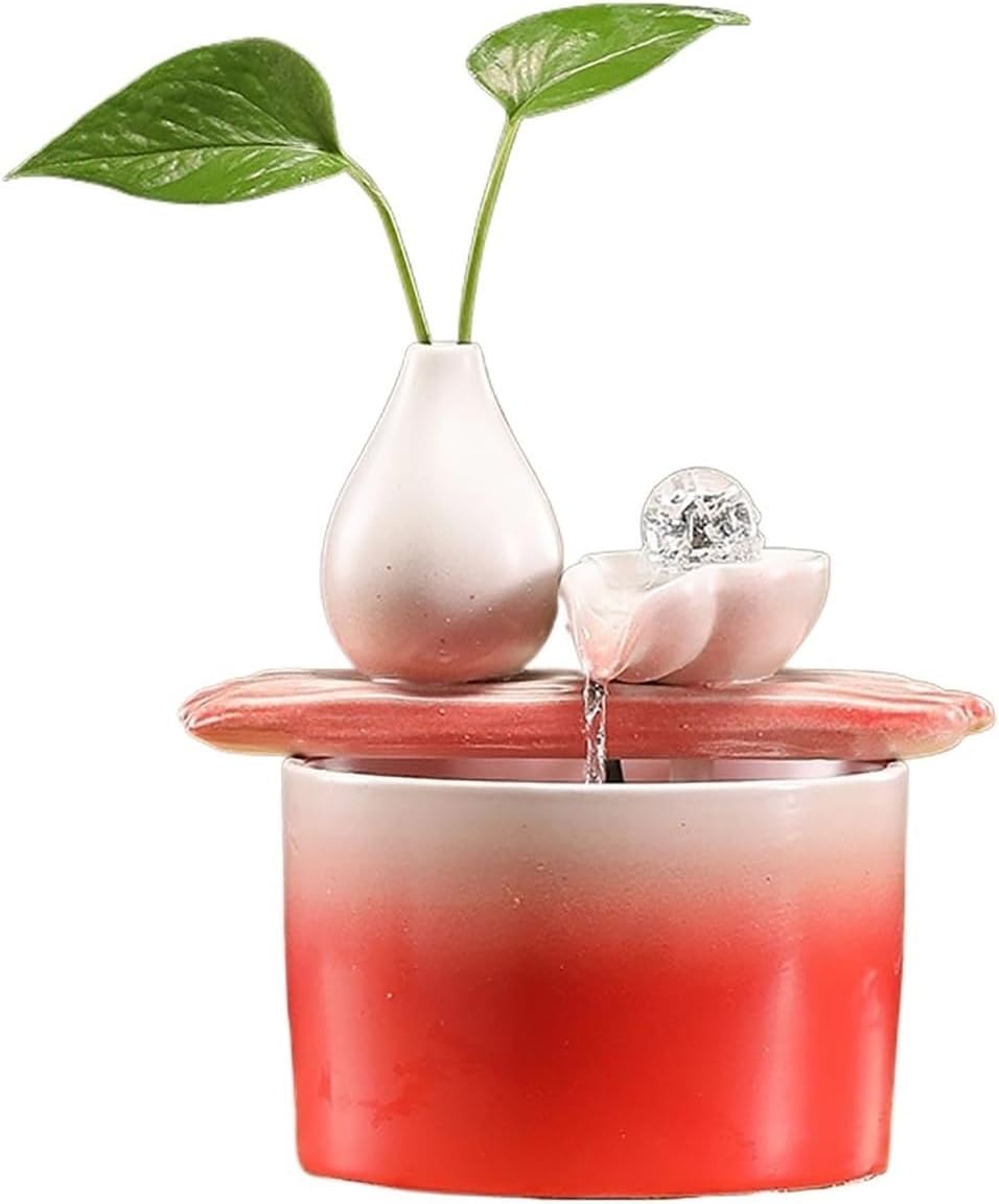 Tabletop Indoor Tabletop Fountain,Circulating Relaxation for Home Bedroom Office Decor(Red)