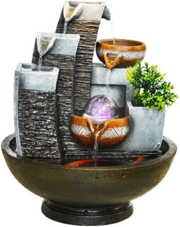 Tabletop Fountain Microscape Tabletop Fountain with Lights Desktop Fountain Ornaments Tabletop Waterfall Recirculating Flowing Water Office Ornamental (Size : 11.3')