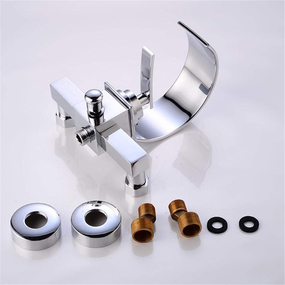 Shower System Waterfall Bathtub Shower Faucet Set Black Bathtub Mixer Tap Dual Contral Shower Wall Mounted Shower Faucet-Chrome