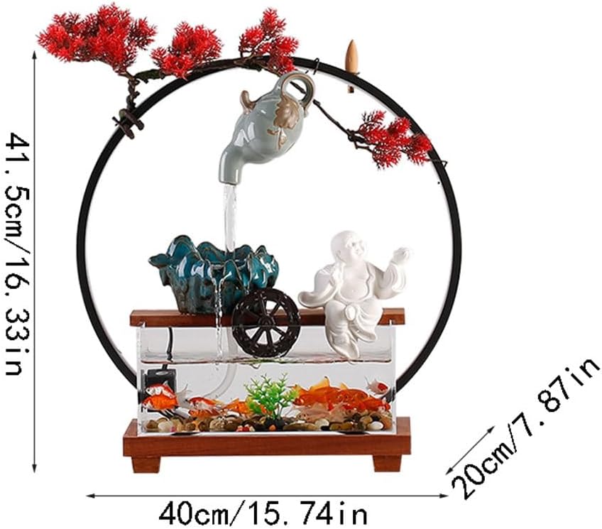 GUERNSEY Tabletop Fountain Tabletop Fountains Hanging Pot Water Fountain Ornaments Home Living Room Desktop Fountain Office Desktop Circulating Water Fish Tank Indoor Fountain