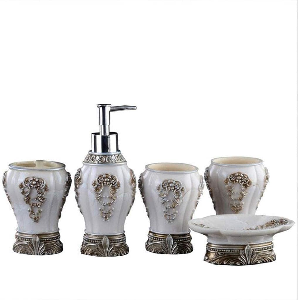 Multifunctional Bathroom Accessories Set Complete，Toothbrush Holder，Trash Can，Soap Dish，Soap Dispenser，Tissue Box 7 Pieces，Gray