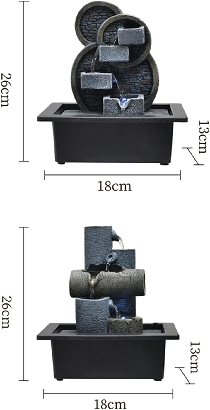 Indoor Tabletop Waterfall Fountain Indoor Electric Tabletop Fountain with LED Lights - Decorative Tiered Rock and Waterfall Design - Quiet and Soothing Water Sound Meditation Fountain ( Color : 2 )