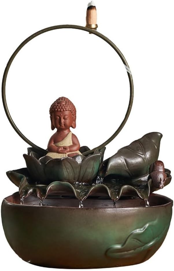 GUERNSEY Tabletop Fountain Chinese Style backflow Incense Home Living Room Desktop Ornaments Indoor circulating Water Desktop Fountain Ornaments Indoor Fountain