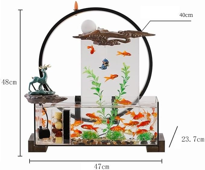 GUERNSEY Tabletop Fountain Tabletop Fountain Creative Fish Tank Rockery Water Fountain Ornaments Home Living Room Desktop Decoration Indoor Fountain