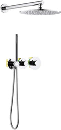 KIBI Circular Thermostatic Shower System with Valve, 2-Function Wall Mounted Shower Faucet Set – Solid Brass Bathroom Shower Trim Kit with Temperature Control, Chrome Finish (KSF410)