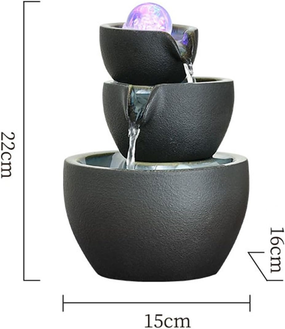 GLigeT Tabletop Fountain Coffee Table Small Ceramic Circulation Fountain Desktop Water Feature Living Room Feng Shui Ornaments Office Entrance Water Fountain Decor