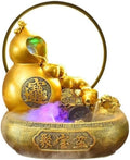 GLigeT Tabletop Fountain Wealth Attracting Feng Shui Wheel Gourd Flowing Water Ornaments Circulating Water Features Living Room Desktop Decorative Water Fountain Decor