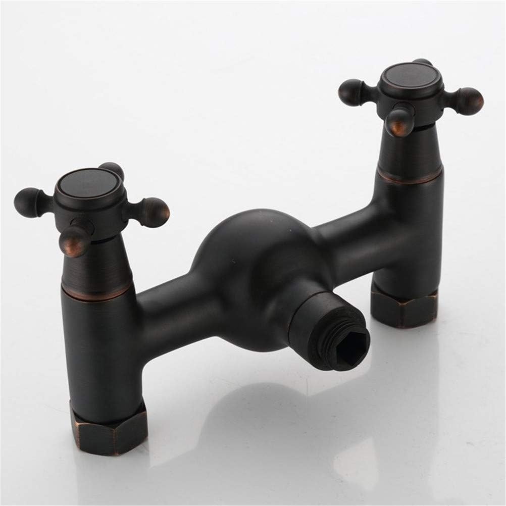 Bathtub Faucet with Shower, Bathroom Tub Taps Wall Mounted Antique Brass Bathtub Faucet with Hand Shower Set Handheld Tub Shower Faucet System Mixer Set, Black