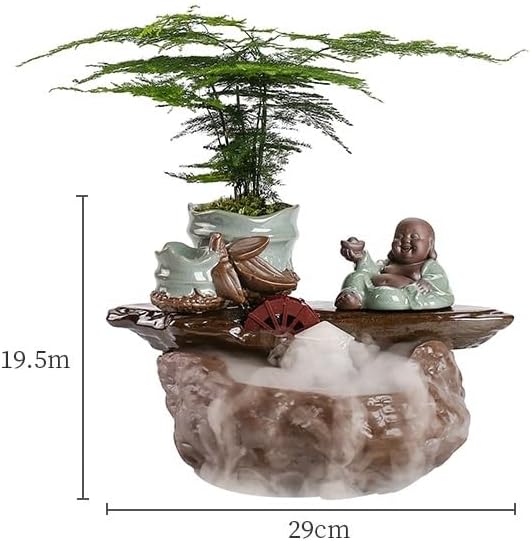 GUERNSEY Tabletop Fountain Tabletop Fountain Chinese Ceramic Water Fountain Feng Shui Wheel Ornaments Home Living Room Humidification Accessories Indoor Fountain