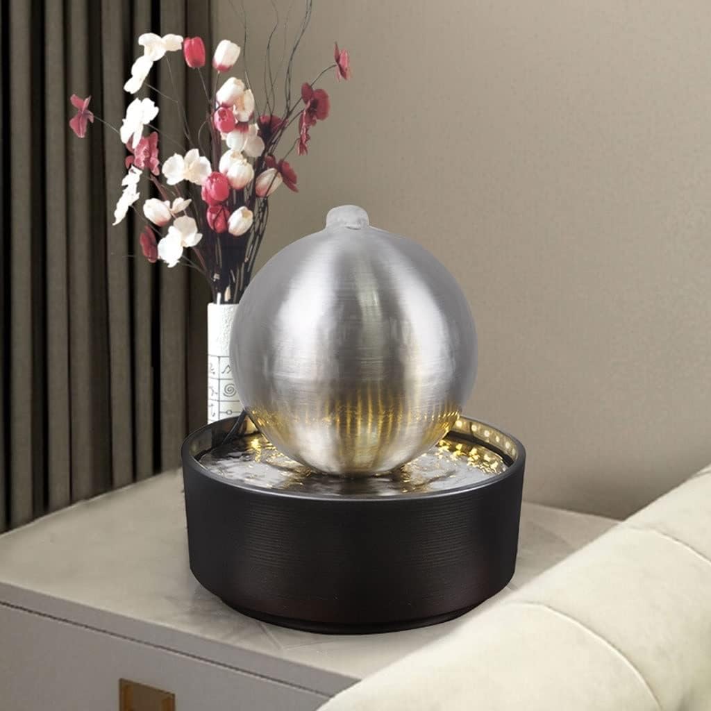 Tabletop Fountains Spherical Tabletop Fountain with LED Lights Creative Decoration Running Water Desktop Fountain Office Living Room Coffee Table Exquisite Decoration