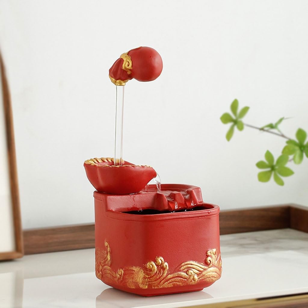 GUERNSEY Tabletop Fountain Flowing Water Ornaments Chinese Circulating Water Hanging Pot Home Living Room Fountain Office Desktop Decorations Indoor Fountain