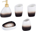 Countertop Soap Dispensers Bathroom Accessory Set 5/6 Piece Ceramic Bathroom Accessories Set 450Ml/15.2Oz Soap Dispenser Gradient Brown Bathroom Gift Set Soap Dispensers-Blue-5 Piece Set