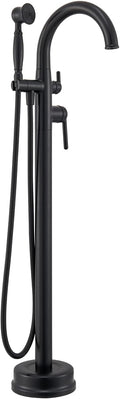 Freestanding Bathtub Faucet Matte Black Floor Mount Tub Faucets High Flow Max 6.6GPM/60PSI Vintage Hand Shower&Swivel Spout
