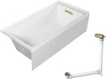 Transolid Unity 60 x 32 x 15 in. Acrylic Alcove Bathtub with Left-Hand Drain, White/Champagne Bronze