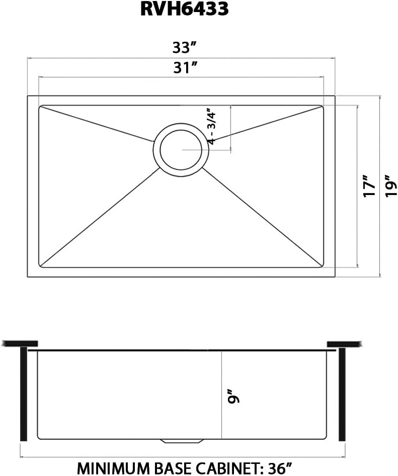 Ruvati 33-inch Undermount Satin Brass Matte Gold Stainless Steel Kitchen Sink 16 Gauge Single Bowl - RVH6433GG
