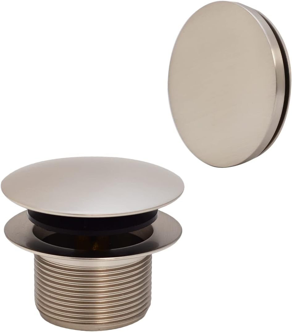 Westbrass D398RK-50-20 1-1/2' NPSM Coarse Thread Mushroom Tip-Toe Bathtub Drain Stopper with Illusionary Overflow Faceplate, Stainless Steel (50-Pack)