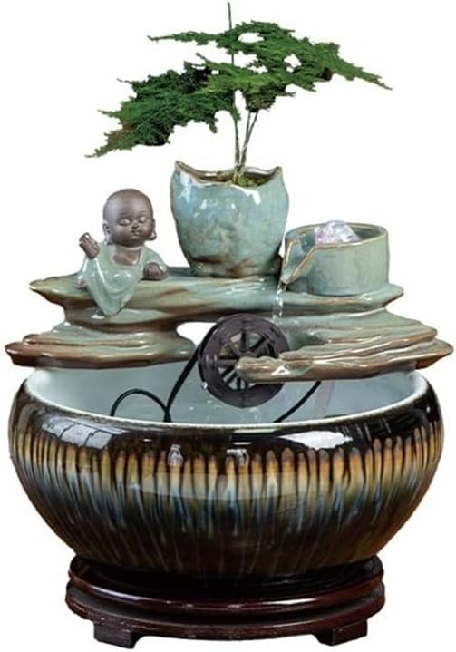 Tabletop Fountain Ceramic Water Feature Indoor Tabletop Desktop Home Decoration Suitable for Keeping Fish Decor