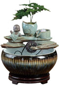 Tabletop Fountain Ceramic Water Feature Indoor Tabletop Desktop Home Decoration Suitable for Keeping Fish Decor