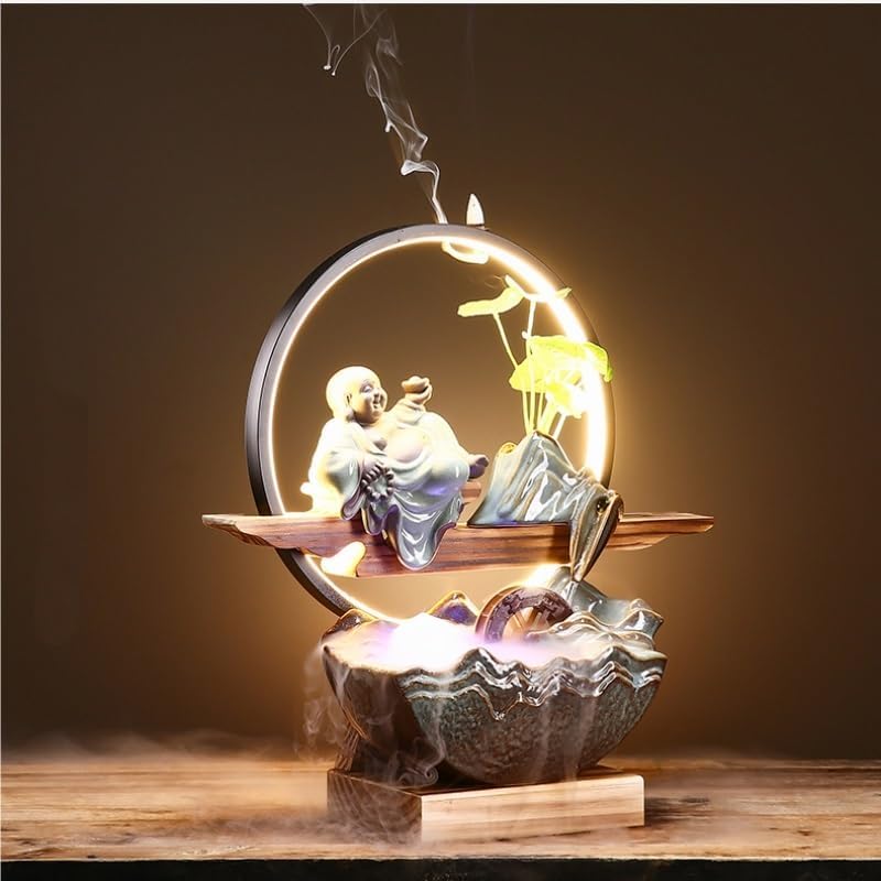 GUERNSEY Tabletop Fountain Tabletop Fountain Creative Fountain Feng Shui Wheel Office Desktop Decoration Home Living Room Water Flow Device Fish Tank Indoor Fountain