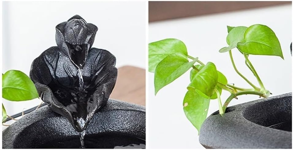GLigeT Tabletop Fountain Ceramic Running Water Fountain Home Decoration Ornaments Desktop Fortune-Making Living Room Office Water Features Fish Tank Fountain Gifts Water Fountain Decor