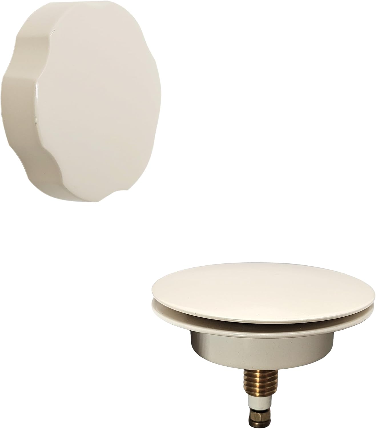 Westbrass A50P35BJ-65 1-1/2' Sch. 40 PVC 35' Cable Driven Bath Waste Kit with Ball Joint Head and Brass Trim Drain Kit, Biscuit