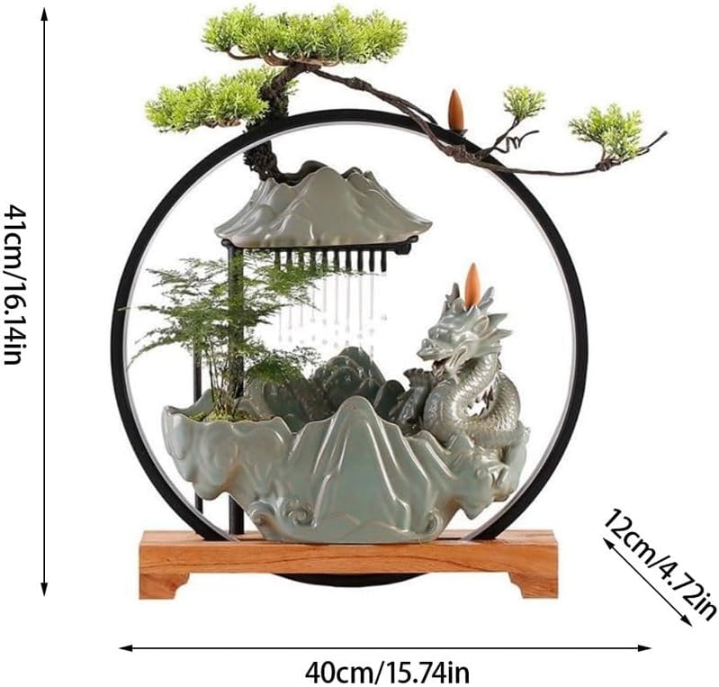 GUERNSEY Tabletop Fountain Chinese Dragon Fortune-Bringing Flowing Water Ornaments Ceramic Circulating Water Desktop Fountain Small Desktop Waterfall Fountain Indoor Fountain