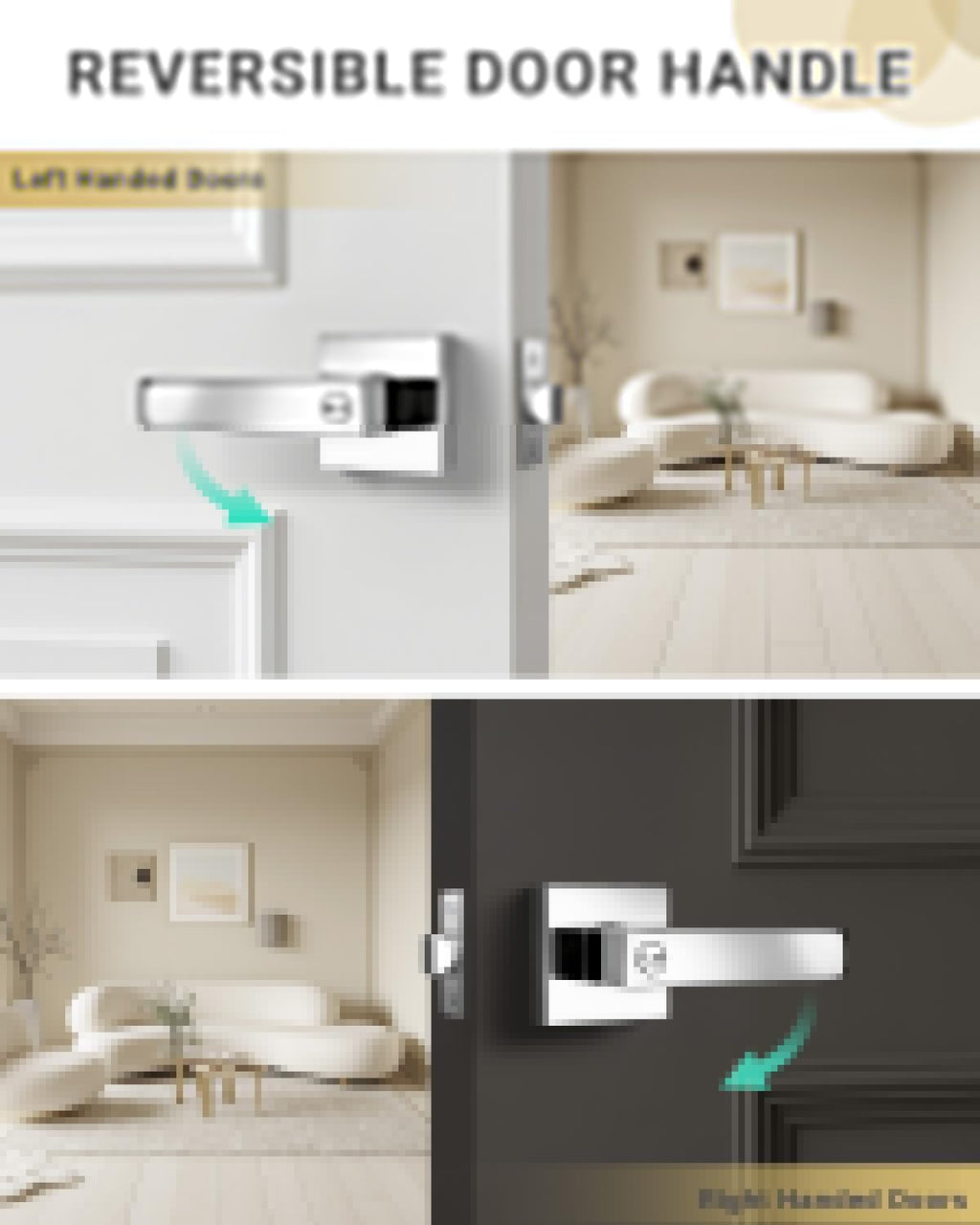 KNOBWELL 4 Pack Door Handles Interior Privacy Doorknob with Straight Lever Polished Chrome Bedroom/Bathroom Door Handles