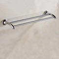 Chrome Plated Double Towel Bar Bathroom Accessories - Modern Wall-Mounted Towel Rack, Robe Hook, Soap Basket(Double Towel Bar)