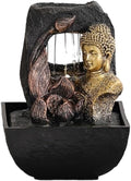 GUERNSEY Tabletop Fountain Chinese Buddha Statue Water Ornaments Resin Desk Desktop Fountain Living Room Fortune Decoration Indoor Fountain