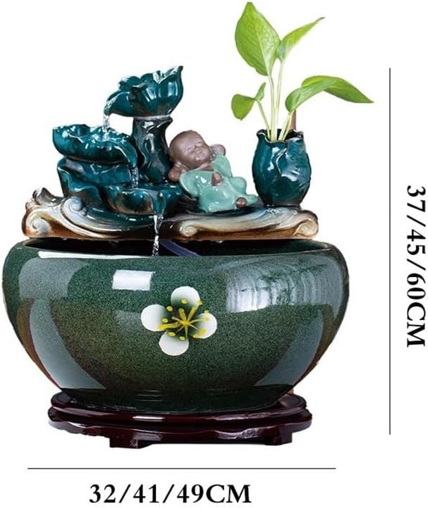 Tabletop Ceramic Fish Tank Tabletop Fountain for Indoor and Home Decoration Table Desk Office Patio Decor(XL)